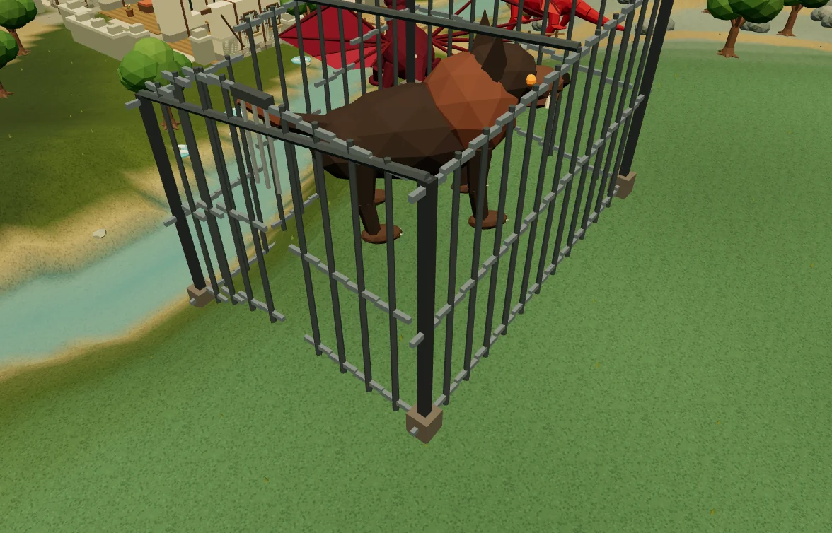 The enormous Infernal Behemoth in its iron-barred enclosure